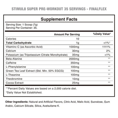 Pre-Entreno Finaflex Stimul8 / 30 Servicios